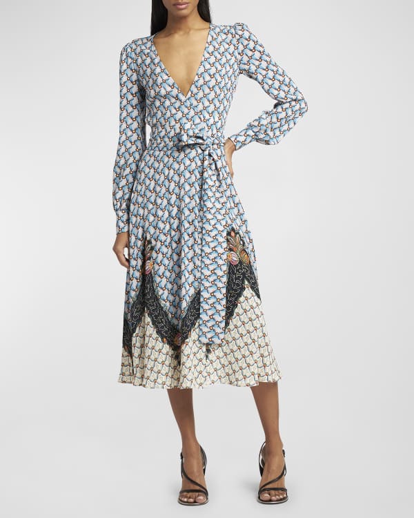 Etro Floral-Print Ribbed Midi Dress | Neiman Marcus