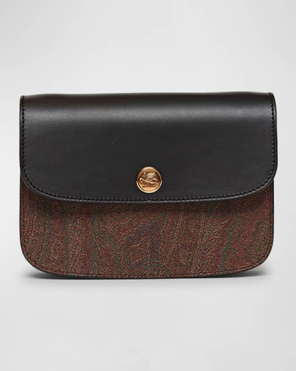 Vintage Etro Designer Handbag Floral Design Leather Handle/ Gold Chain!