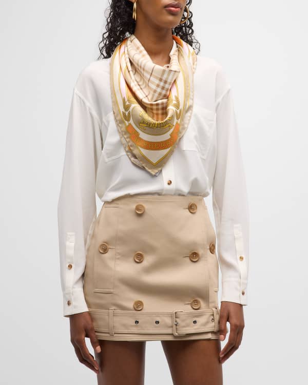 Skinny Checked Silk Scarf in Beige - Burberry