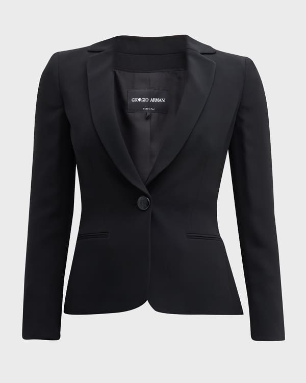 Giorgio Armani Virgin Wool Tuxedo Jacket with Velvet Details | Neiman Marcus