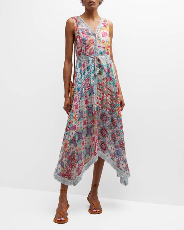 Lug Von Siga Sybill Floral Linen Midi Dress | Neiman Marcus