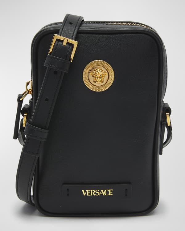 Versace Medusa Foldover Crossbody Bag in Black