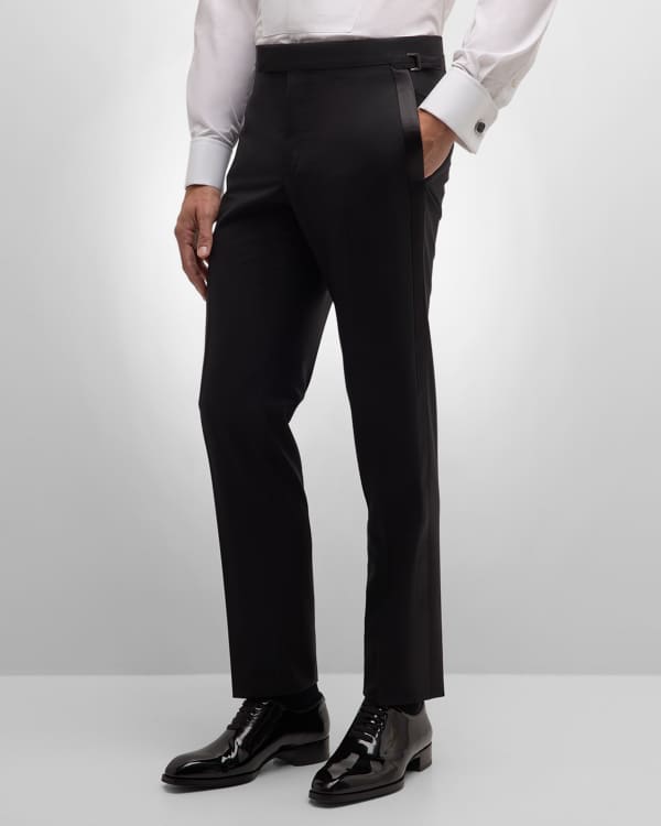 Emporio Armani Men's Stretch-Wool Tuxedo Pants | Neiman Marcus