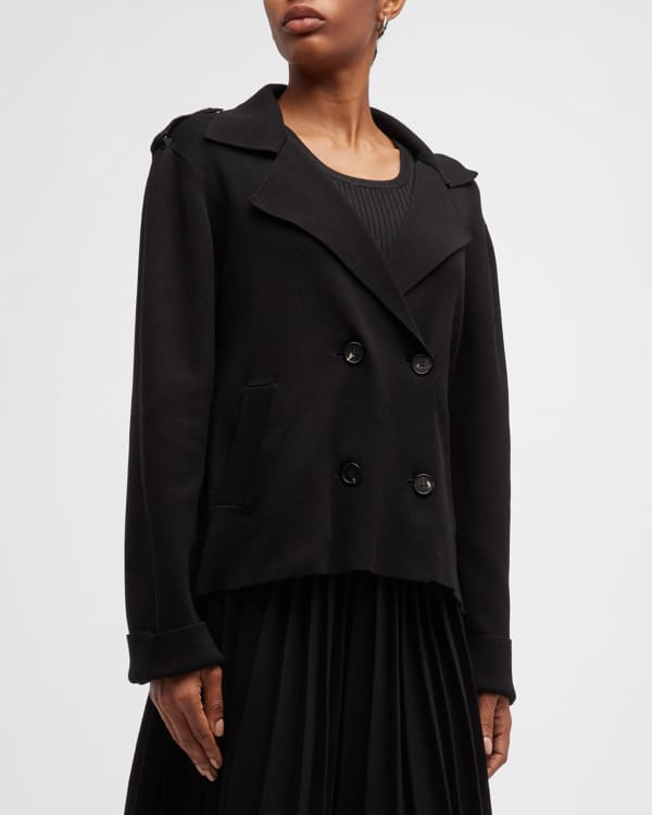 Jil Sander Wide-Collar Zip-Up Wool Jacket | Neiman Marcus