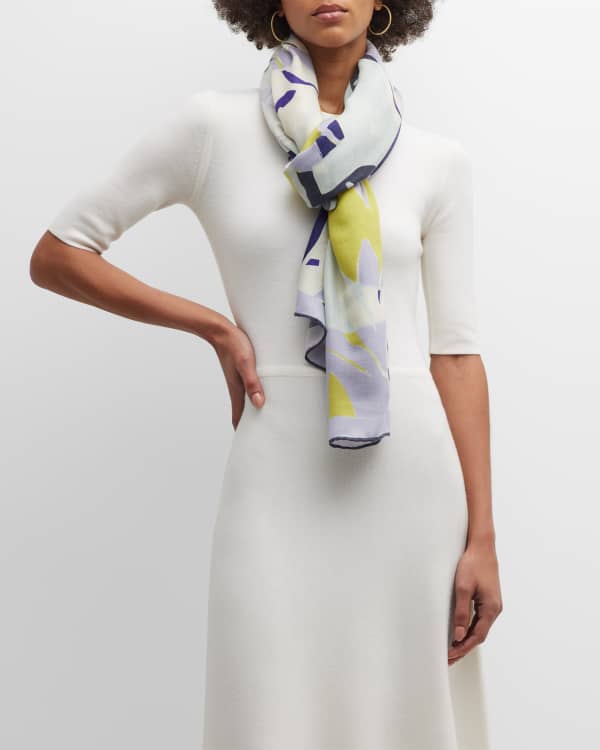 CASHMERE PRINTED SCARF: PLATES: NAVY - RANI ARABELLA