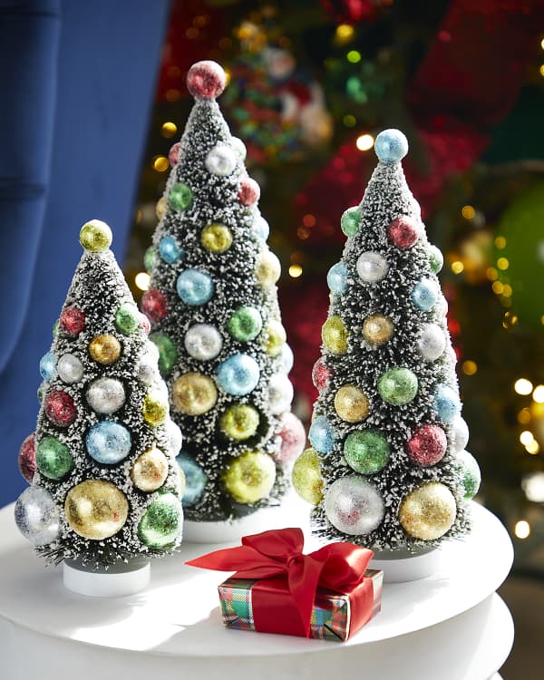 Bethany Lowe Traditional Christmas Bottle Brush Trees, Set of 3