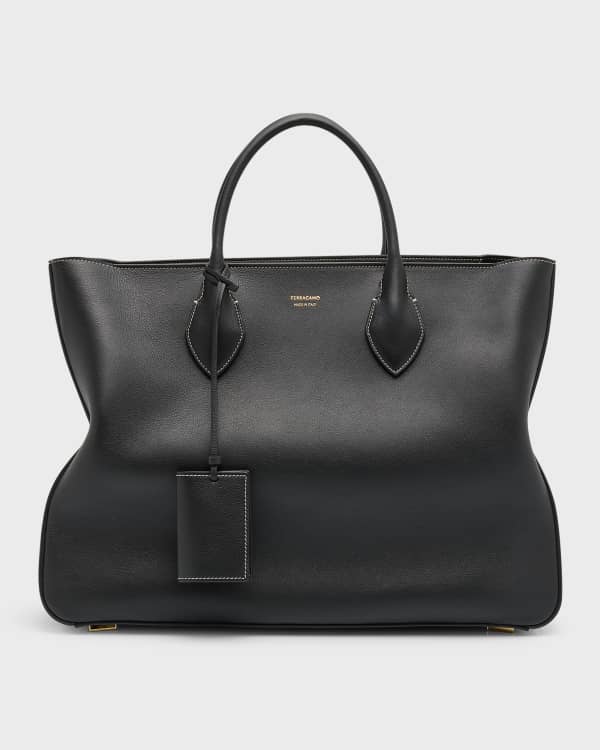 Mens black leather tote bag sales