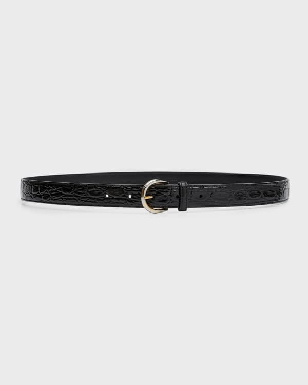 Saint Laurent Men's Slim Grained Leather Belt