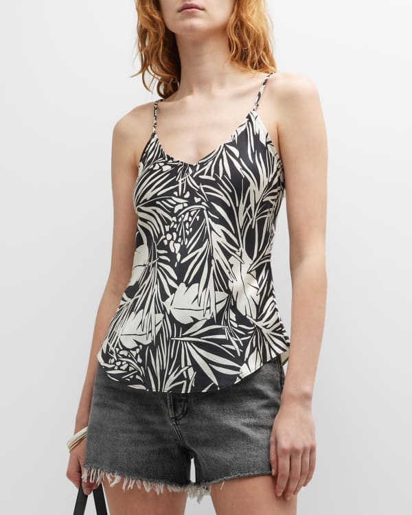 FRAME Gathered Strappy Tie-Back Top | Neiman Marcus