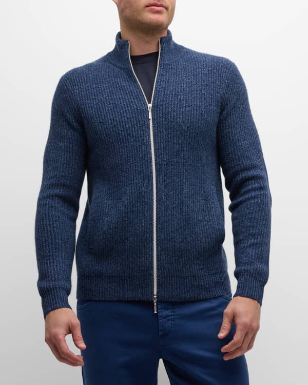 Neiman Marcus Men's Ribbed Cashmere Pullover Sweater Neiman Marcus