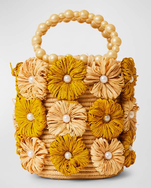 Shop Tory Burch Ella Raffia Crochet Floral Tote