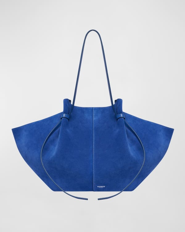 Belt Large Suede Tote Bag in Blue - Victoria Beckham