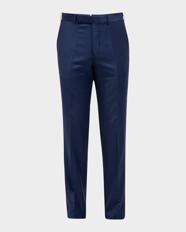 Navy blue flat-front stretch Trousers