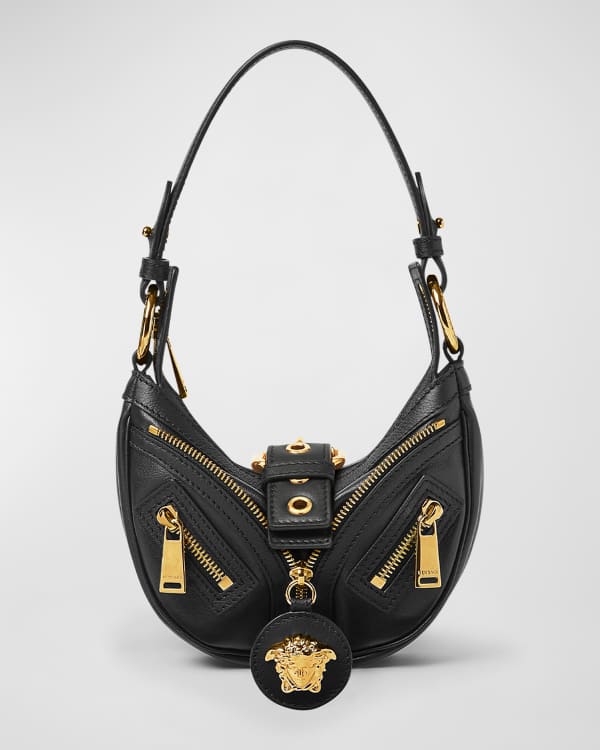 Medusa Embellished Leather Crossbody Bag in Black - Versace