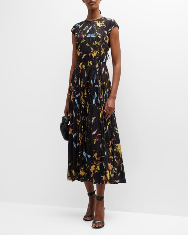 Dolce&Gabbana Foulard-Print Poplin Midi Dress | Neiman Marcus