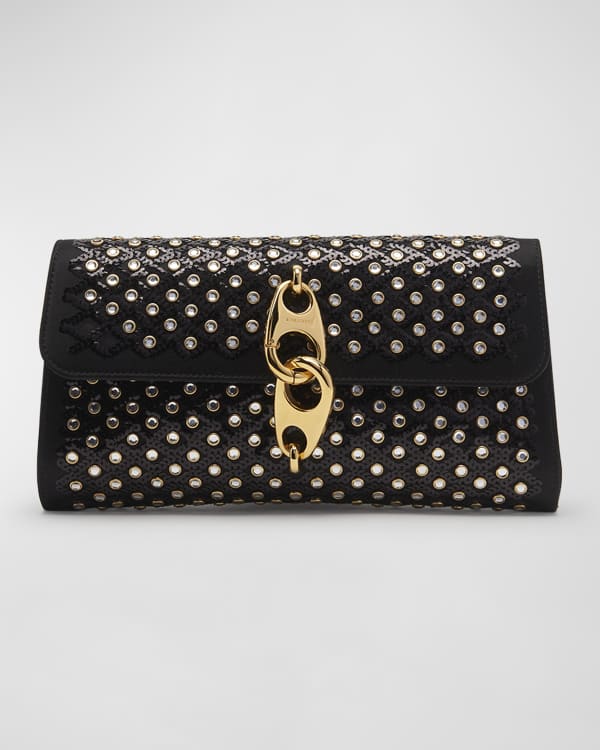 Studded Embroidered Clutch Purse