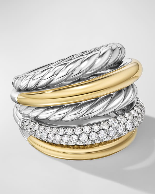 David Yurman 22mm Sculpted Cable Saddle Ring in Silver with Gold ...