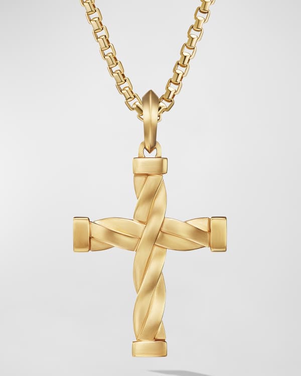 Iced Gothic Cross Pendant, 18K Yellow - The GLD Shop