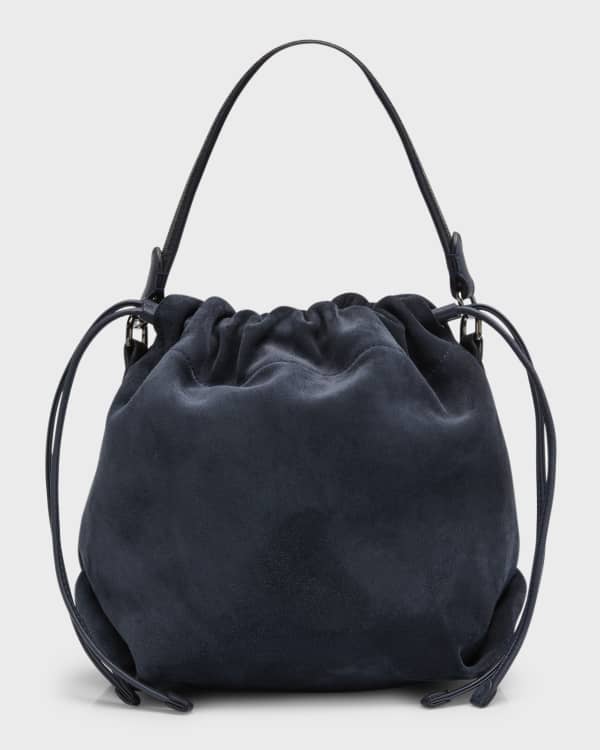 Clare V. - Navy Leather Drawstring Bucket-Style Crossbody