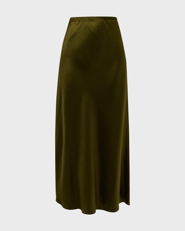 CARESTE Georgia A Line Bias Cut Silk Midi Skirt Neiman Marcus