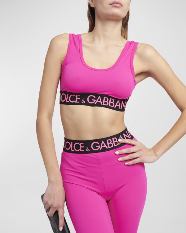 Pink Greca-jacquard racerback soft bra, Versace