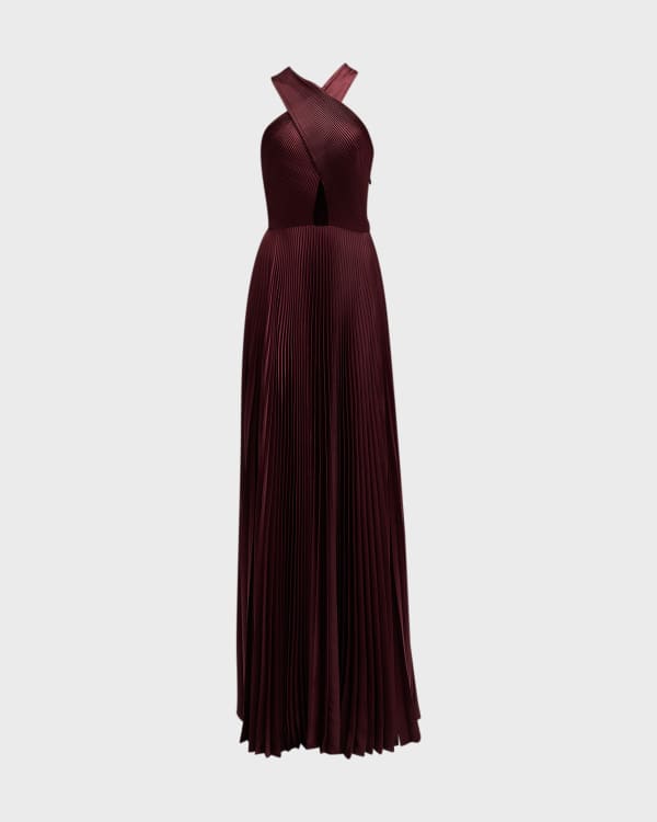 A.L.C. Moira Pleated Halter Maxi Dress | Neiman Marcus