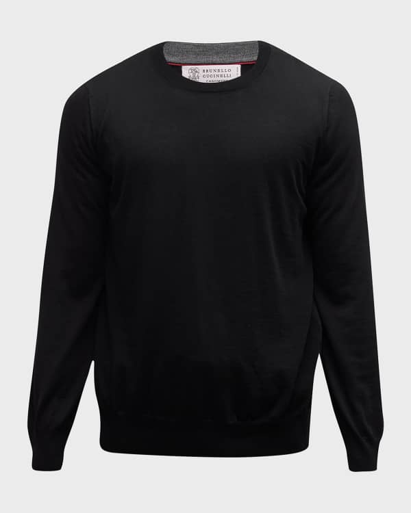 【送料&関税込】Brunello Cucinelli Black Knitwear Brunello Cucinelli Cotton Bulky Knit V Neck Sweater Black