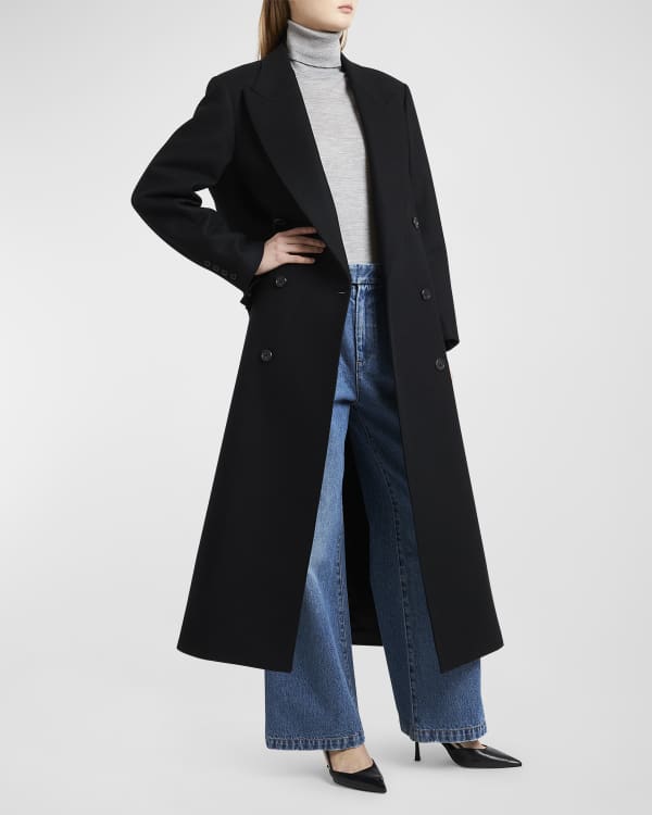 Fleurette Kirby Wool Peacoat with Shearling Collar Neiman Marcus