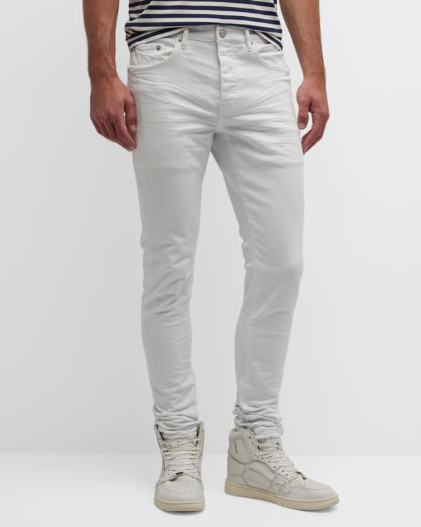 Men's Dropped-Fit Distressed Resin Jeans