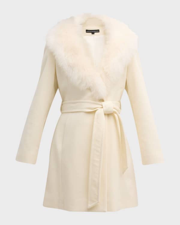 Sofia Cashmere Fox Fur Shawl-Collar Short Wrap Coat | Neiman Marcus