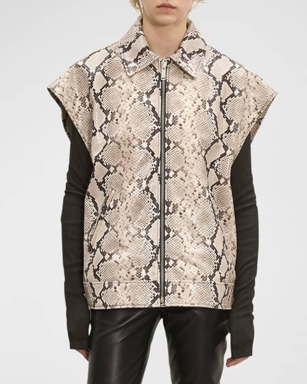 The Tania Jacket in Natural Python-Embossed Leather– KHAITE