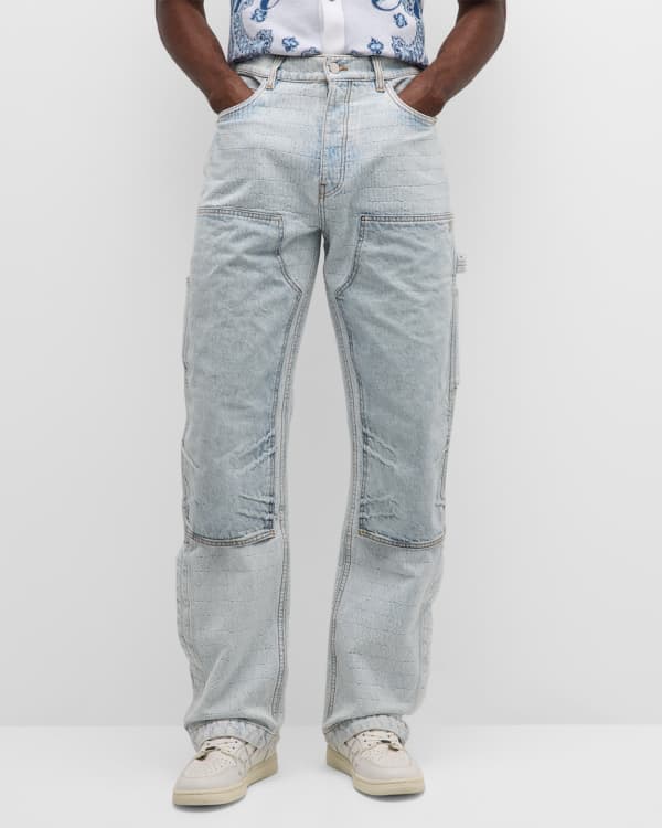 Straight-Leg Logo-Jacquard Jeans
