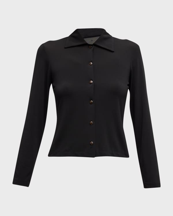 Tory Burch Striped Trim Mesh Polo Shirt Neiman Marcus