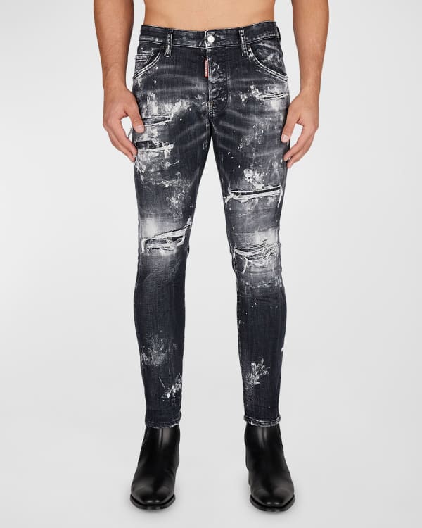 Distressed paint jeans sale mens