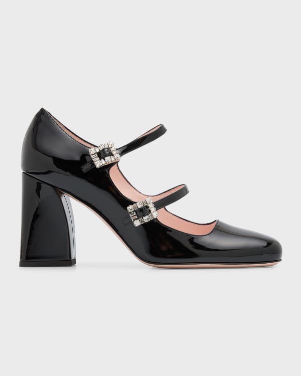 TOM FORD Two-Strap Mary Jane Pumps with Pointed Metal Toe | Neiman Marcus