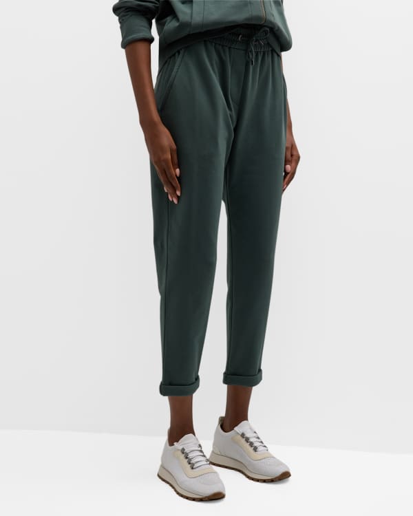 Brunello Cucinelli Cashmere Joggers with Bicolor Contrast Trim