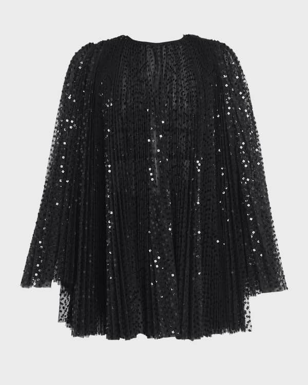 Halpern Flip Sequin Long Sleeve Mini Dress Neiman Marcus