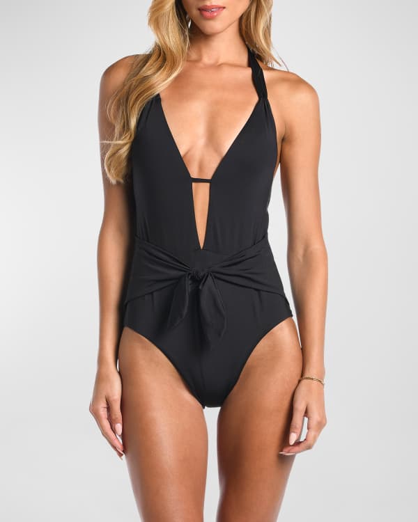 Palm Tree Bandeau One-piece Swimsuit