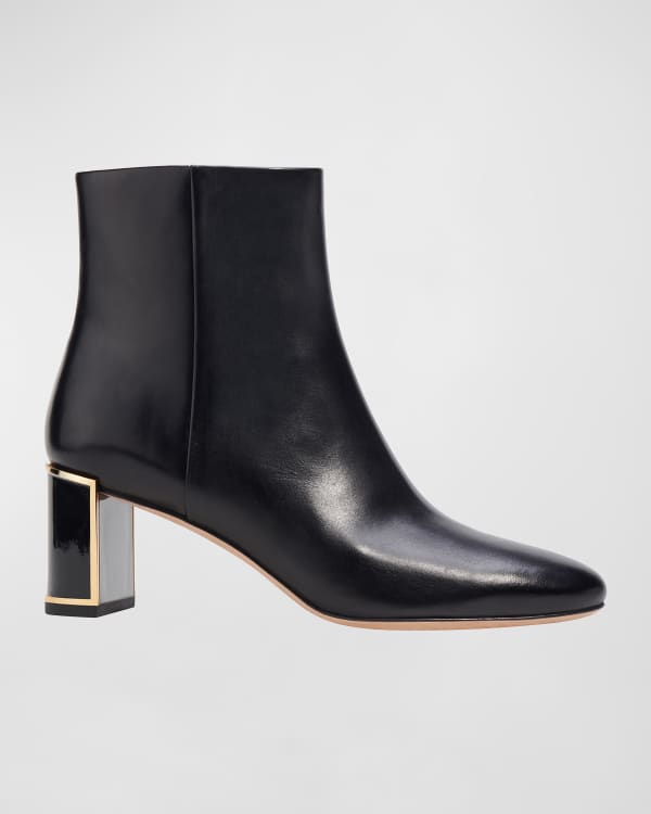 Staud Wally Leather Square-Toe Ankle Booties | Neiman Marcus