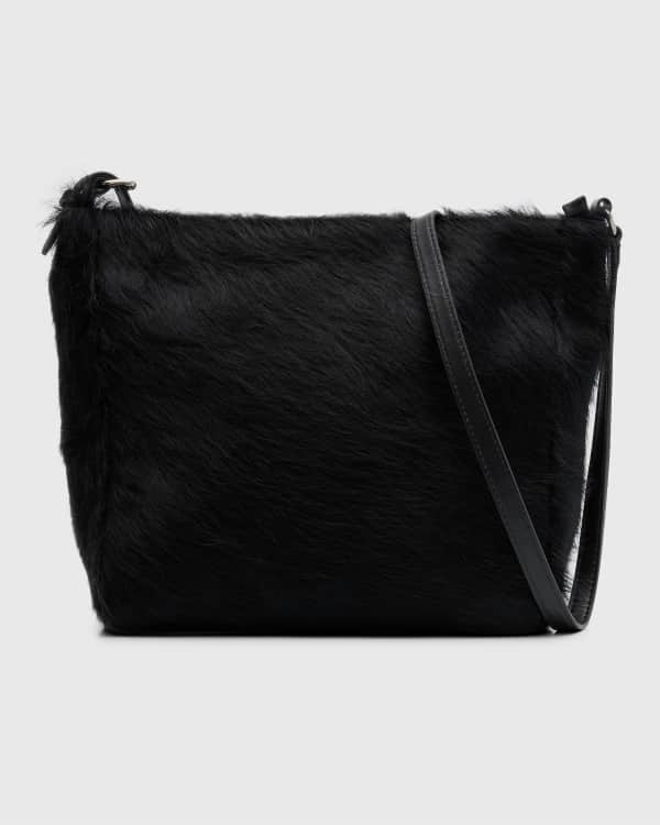 Scoop Women's Faux Fur Clutch with Chain Handle, Black 