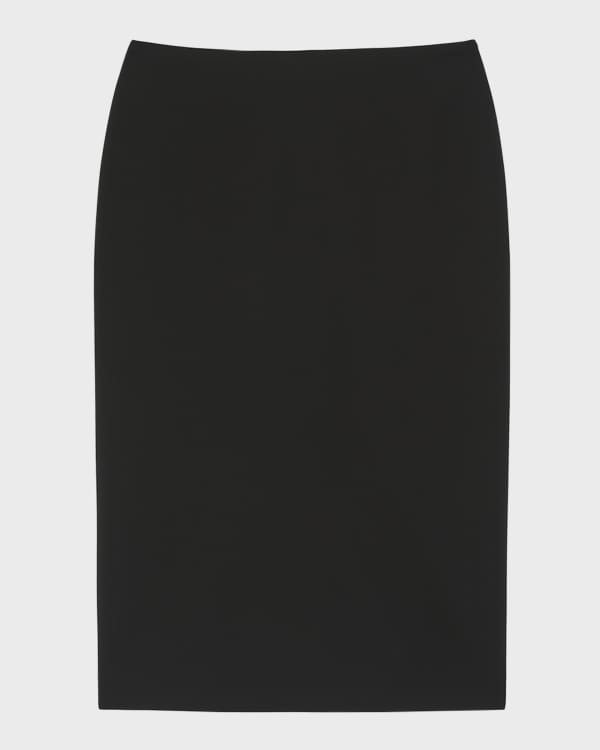 Fossil Color Ankle-Length Pencil Skirt with Side Slit main image 1