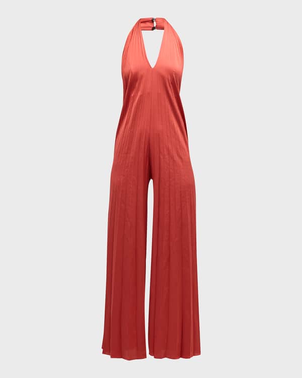 Halston Danielle Sequin Wide-Leg Halter Jumpsuit | Neiman Marcus