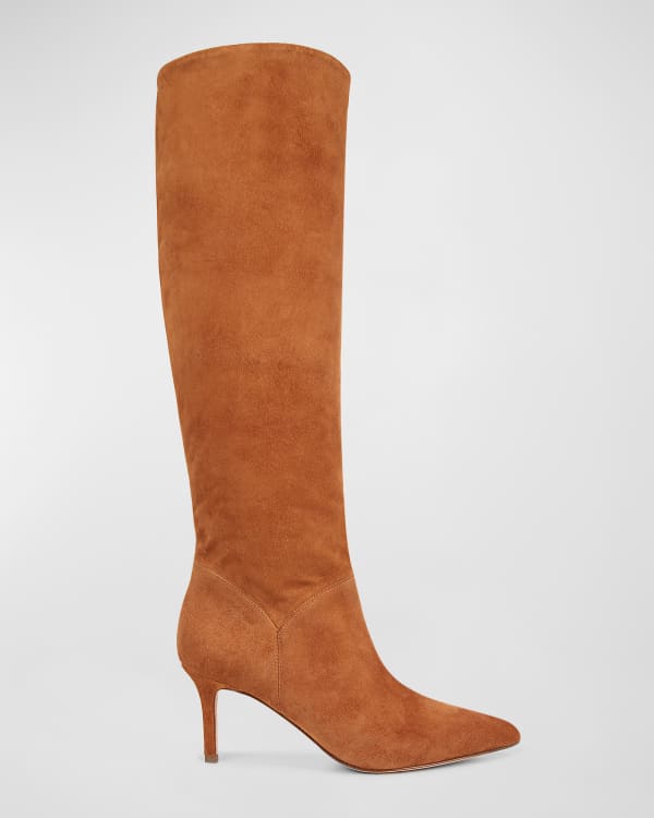 Wandler Lina Calfskin Knee Boots with Embossed Heel Neiman Marcus
