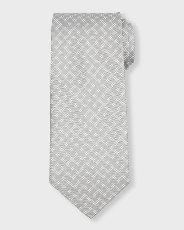 Light Gray Semi Solid Jacquard Silk Tie - Eton