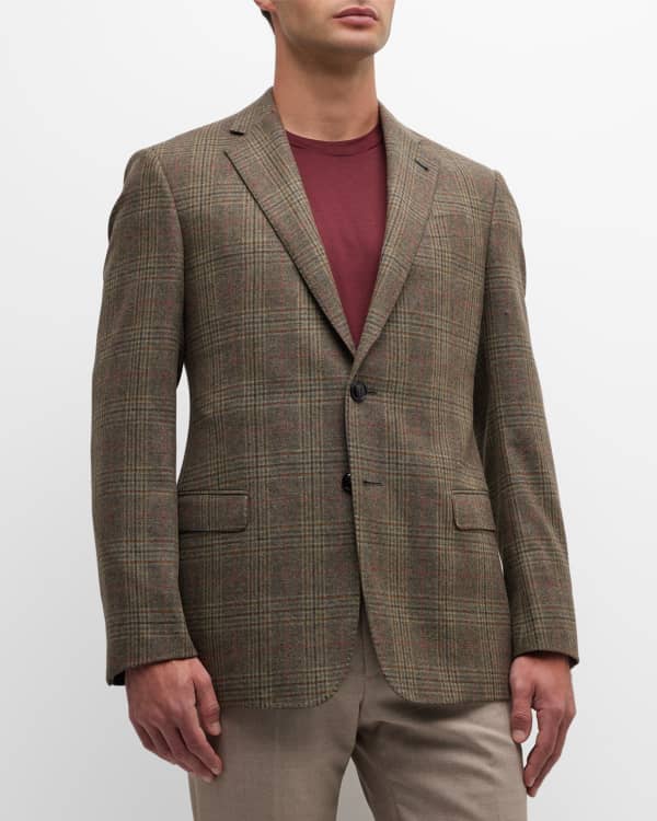 Emporio Armani Men's Plaid Windowpane Sport Coat | Neiman Marcus