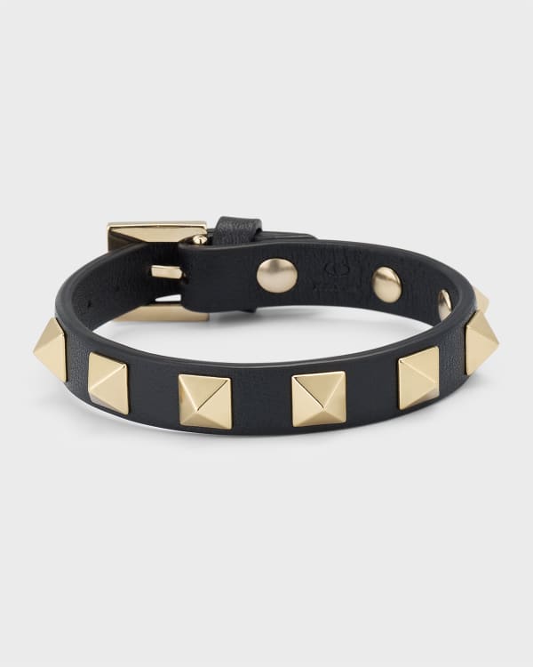 Saint Laurent Monogram Logo Black Leather Wrap Snap Bracelet – Queen Bee of  Beverly Hills