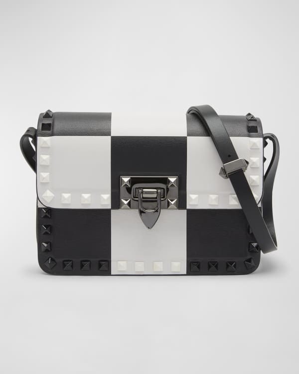 Valentino Black Quilted Leather Rockstud Spike Cube Chain Crossbody Bag  Valentino