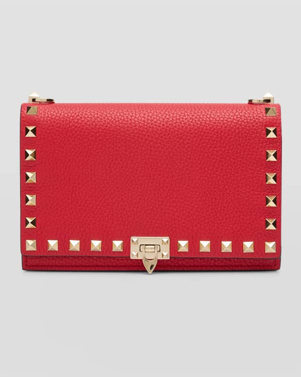 Rockstud leather continental wallet on chain clearance