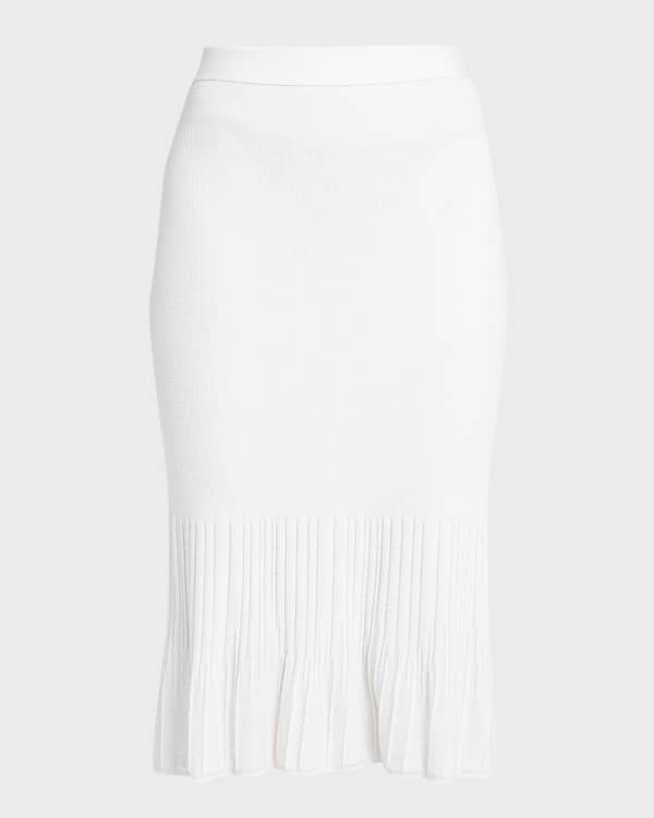 Pleat-Slit A-Line Midi Skirt