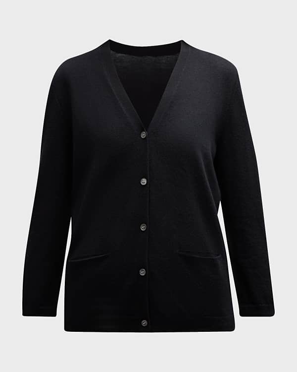 Neiman Marcus Cashmere Collection Ruffle Button Down Cashmere